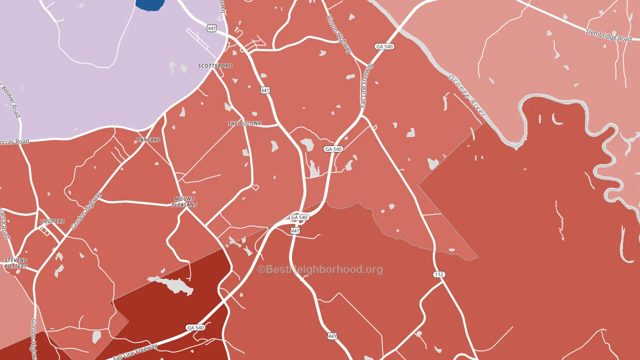 Scottsboro, GA block-group political-lean map