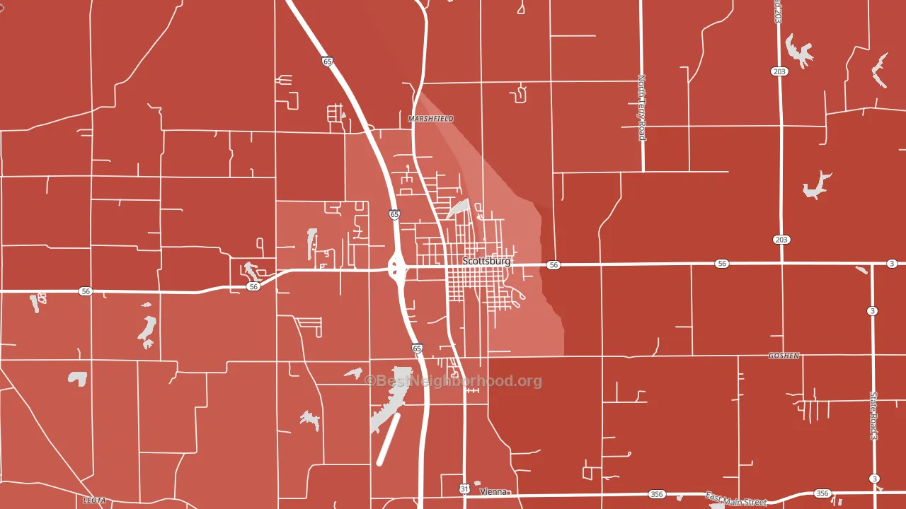 Scottsburg, IN block-group political-lean map