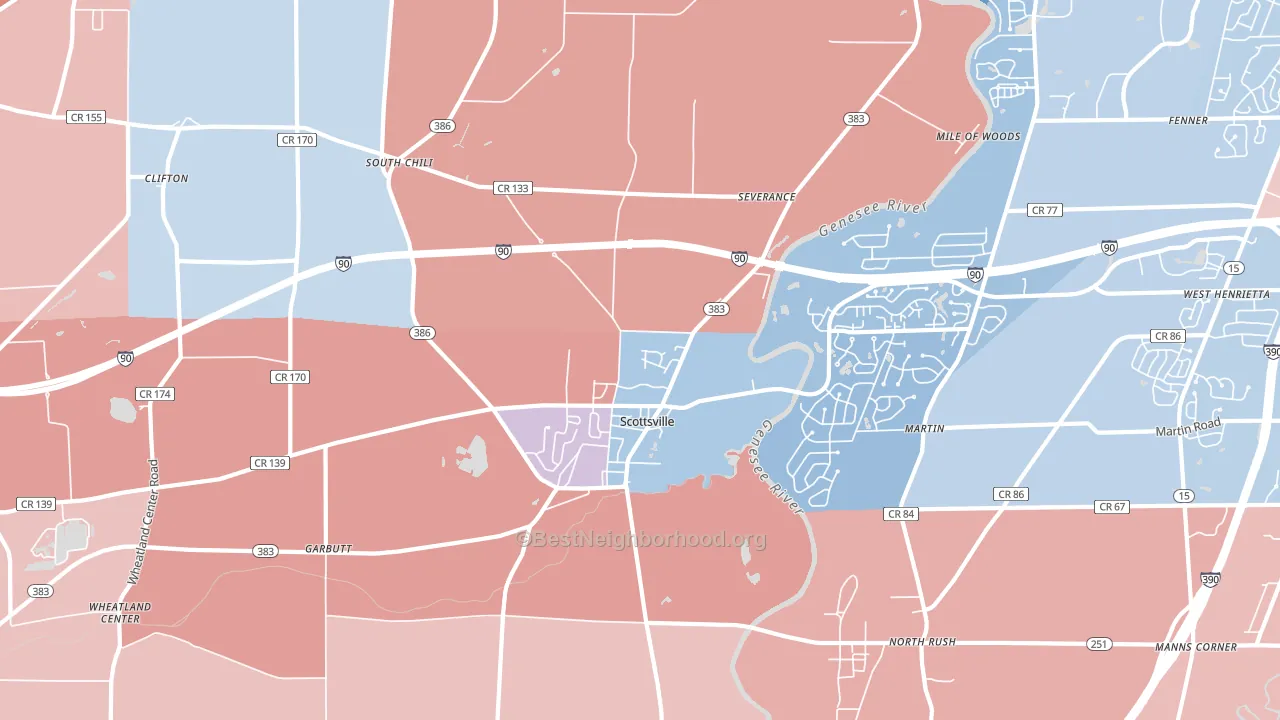 Scottsville, NY block-group political-lean map