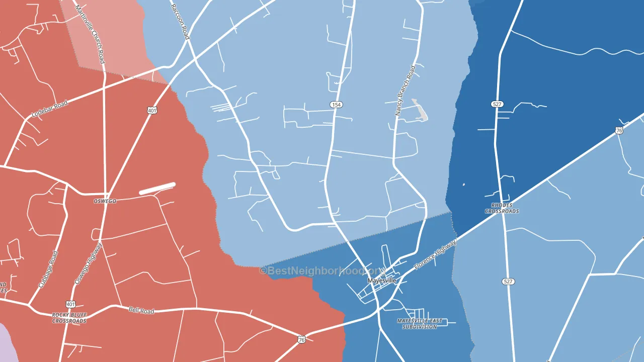 Scottsville, SC block-group political-lean map