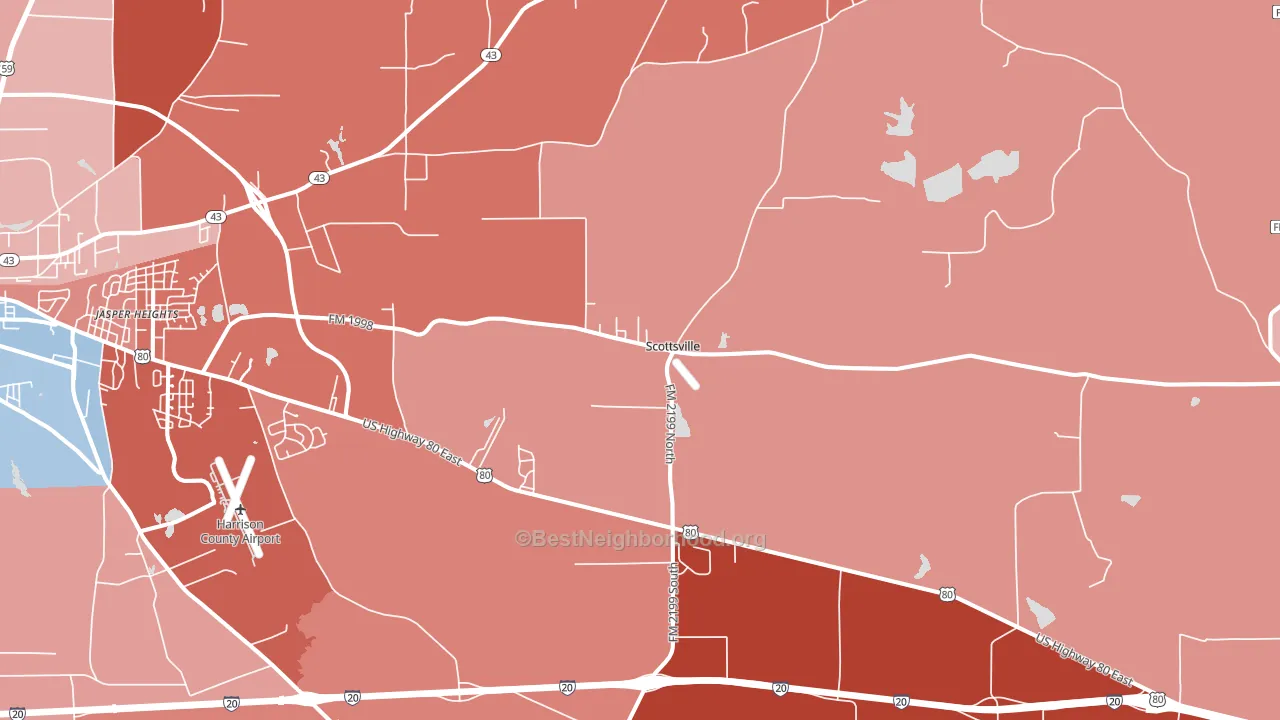 Scottsville, TX block-group political-lean map