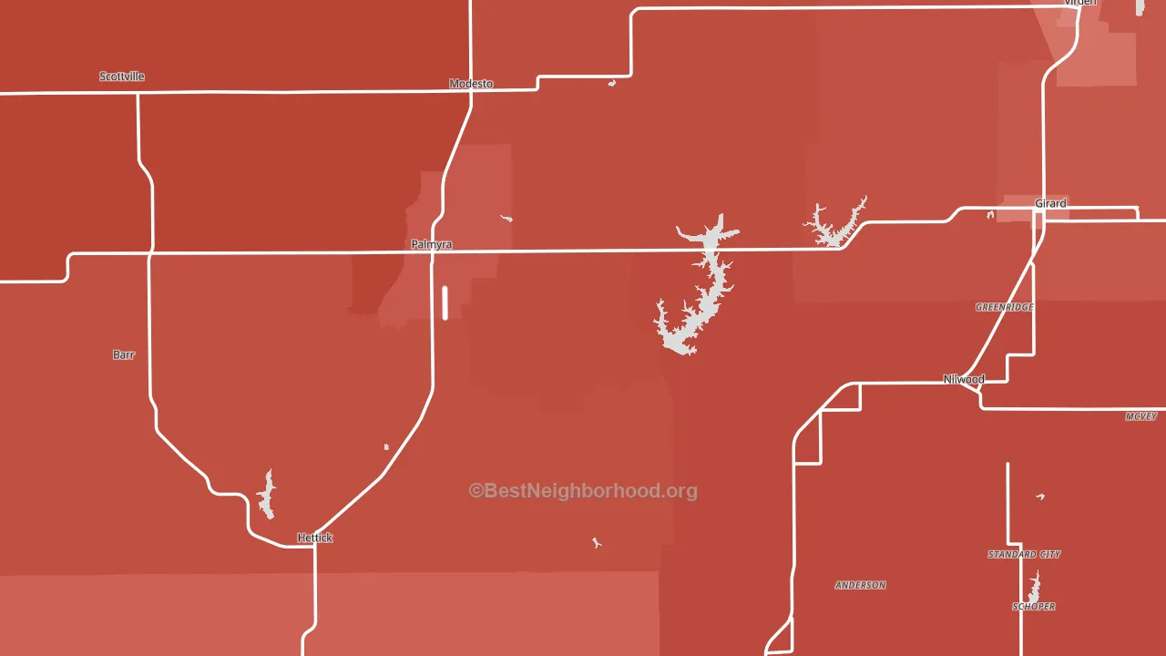 Scottville, IL block-group political-lean map