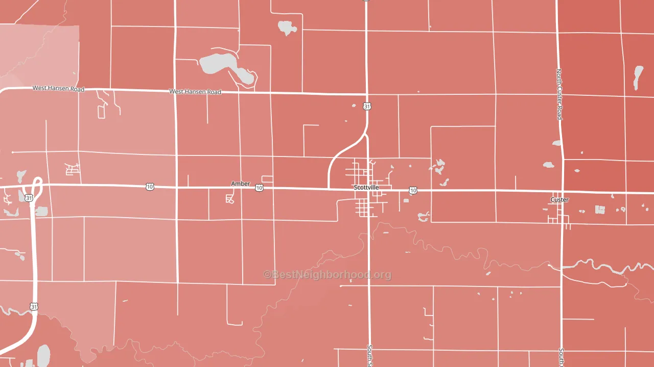 Scottville, MI block-group political-lean map