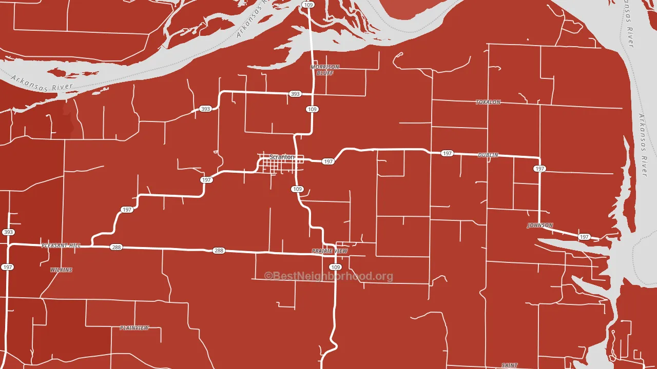 Scranton, AR block-group political-lean map
