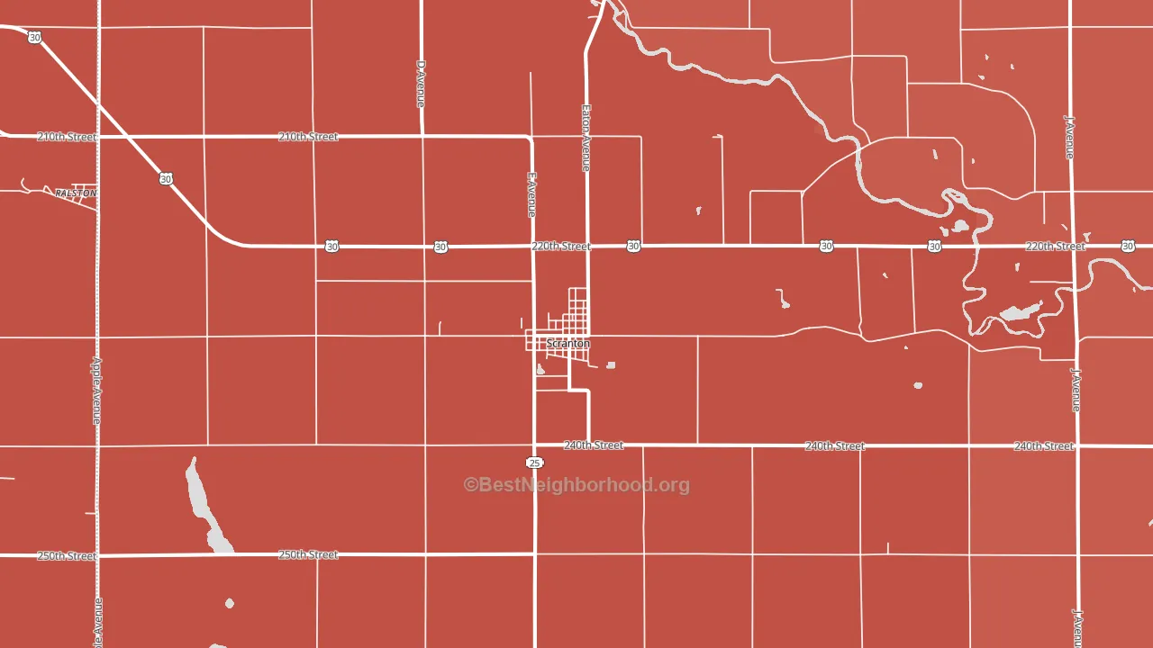 Scranton, IA block-group political-lean map