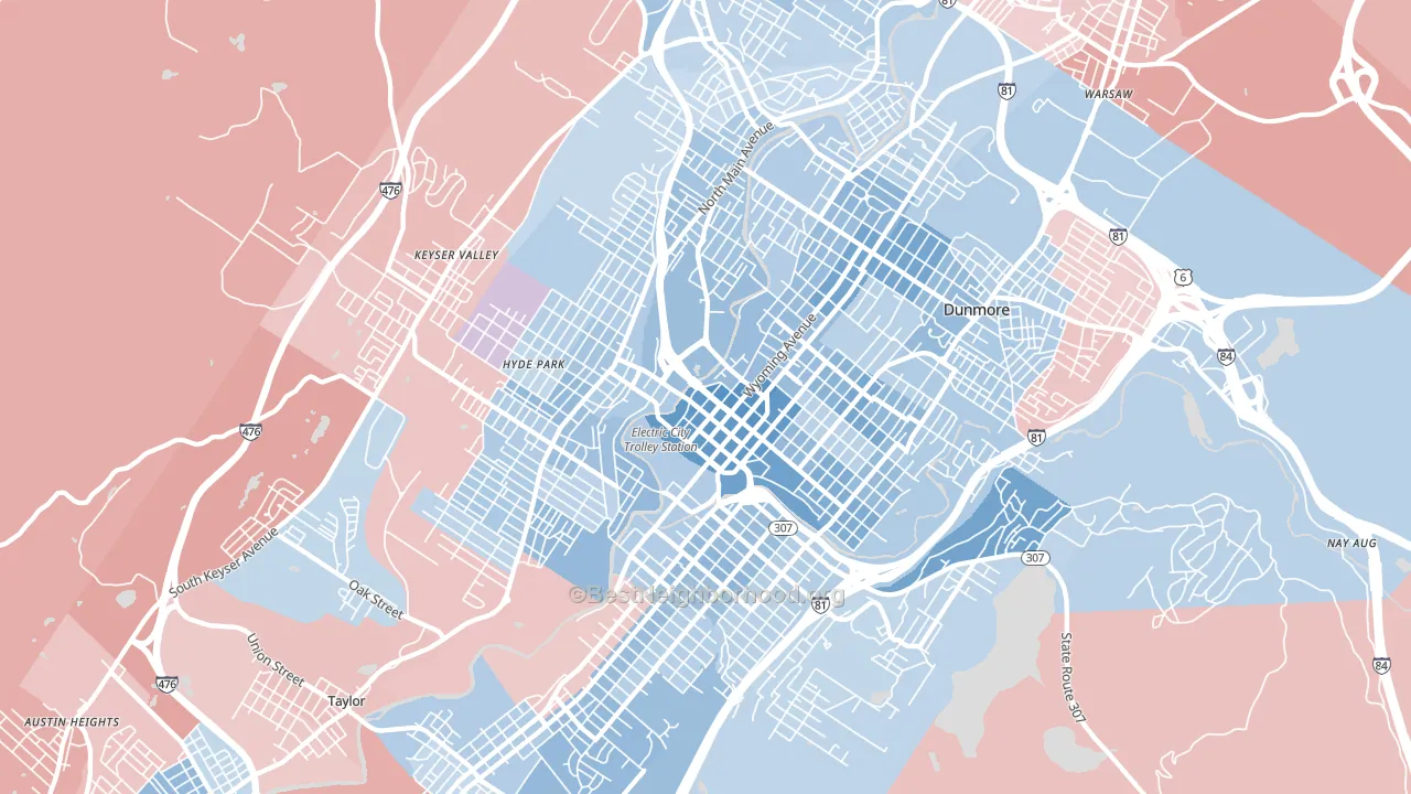 Scranton, PA block-group political-lean map