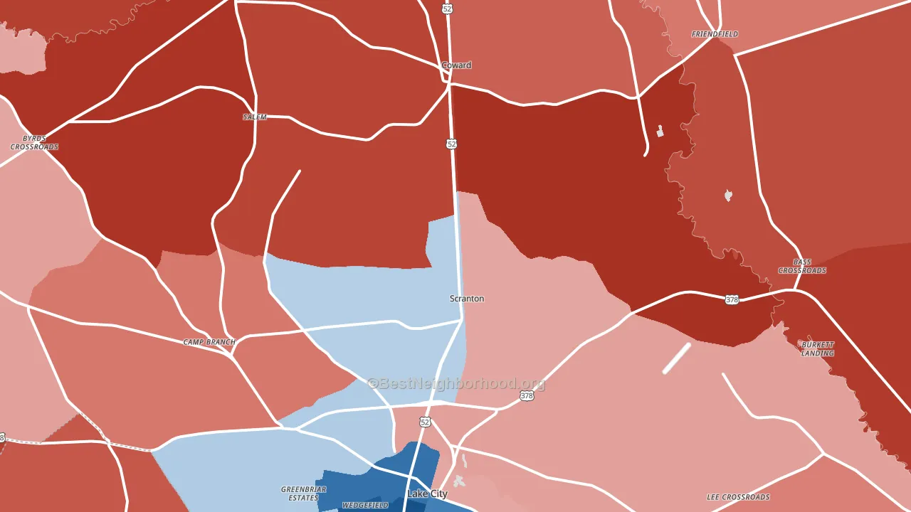 Scranton, SC block-group political-lean map