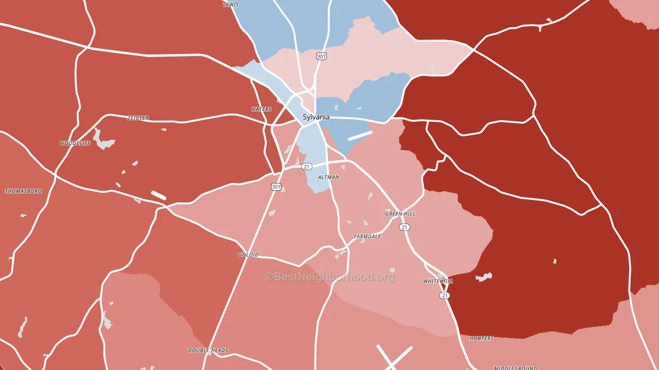 Screven County, GA block-group political-lean map