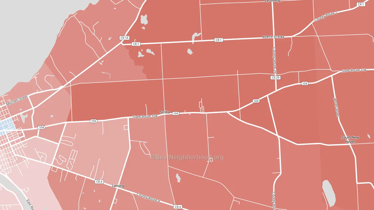 Scriba Center, NY block-group political-lean map