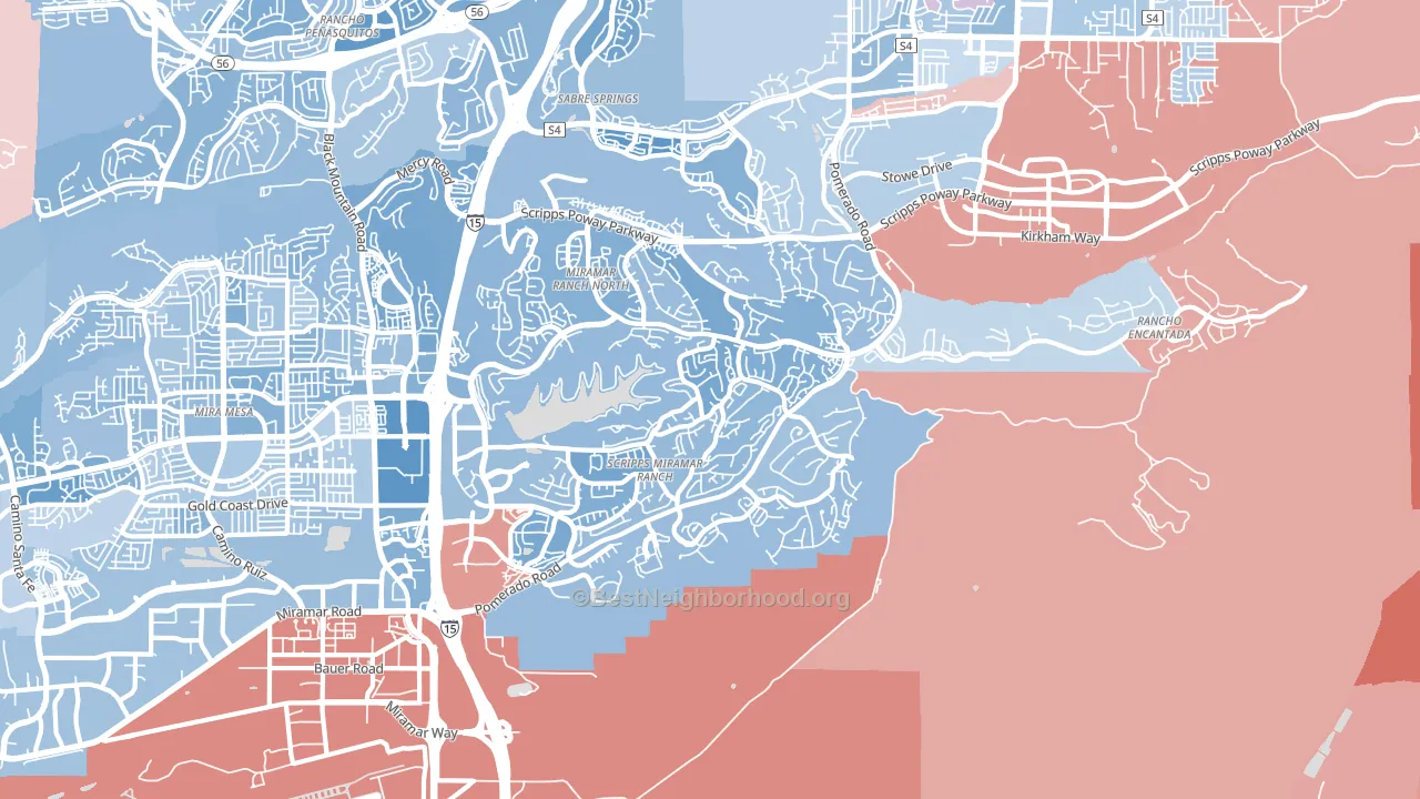 Scripps Ranch, San Diego, CA block-group political-lean map