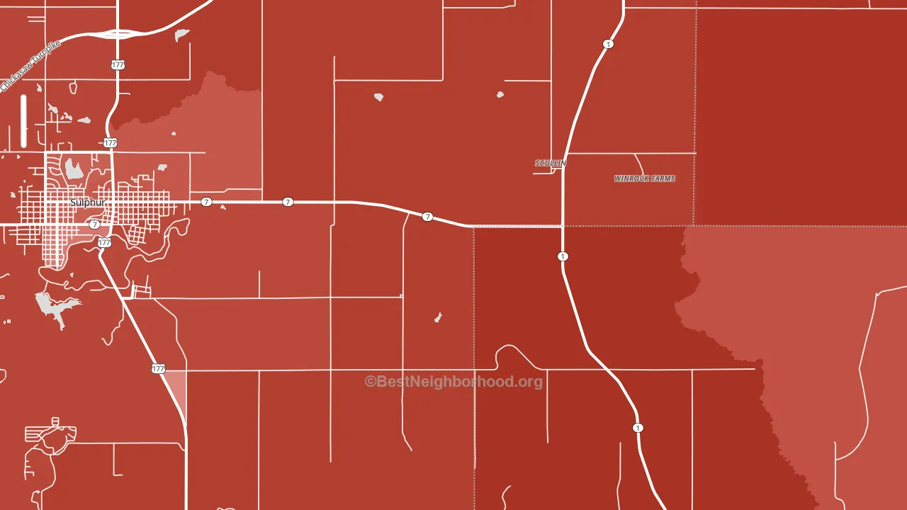 Scullin, OK block-group political-lean map
