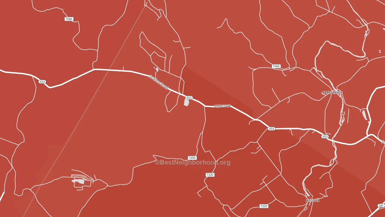 Scullton, PA block-group political-lean map