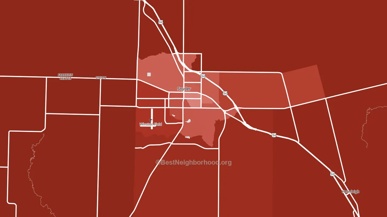 Scurry County, TX block-group political-lean map