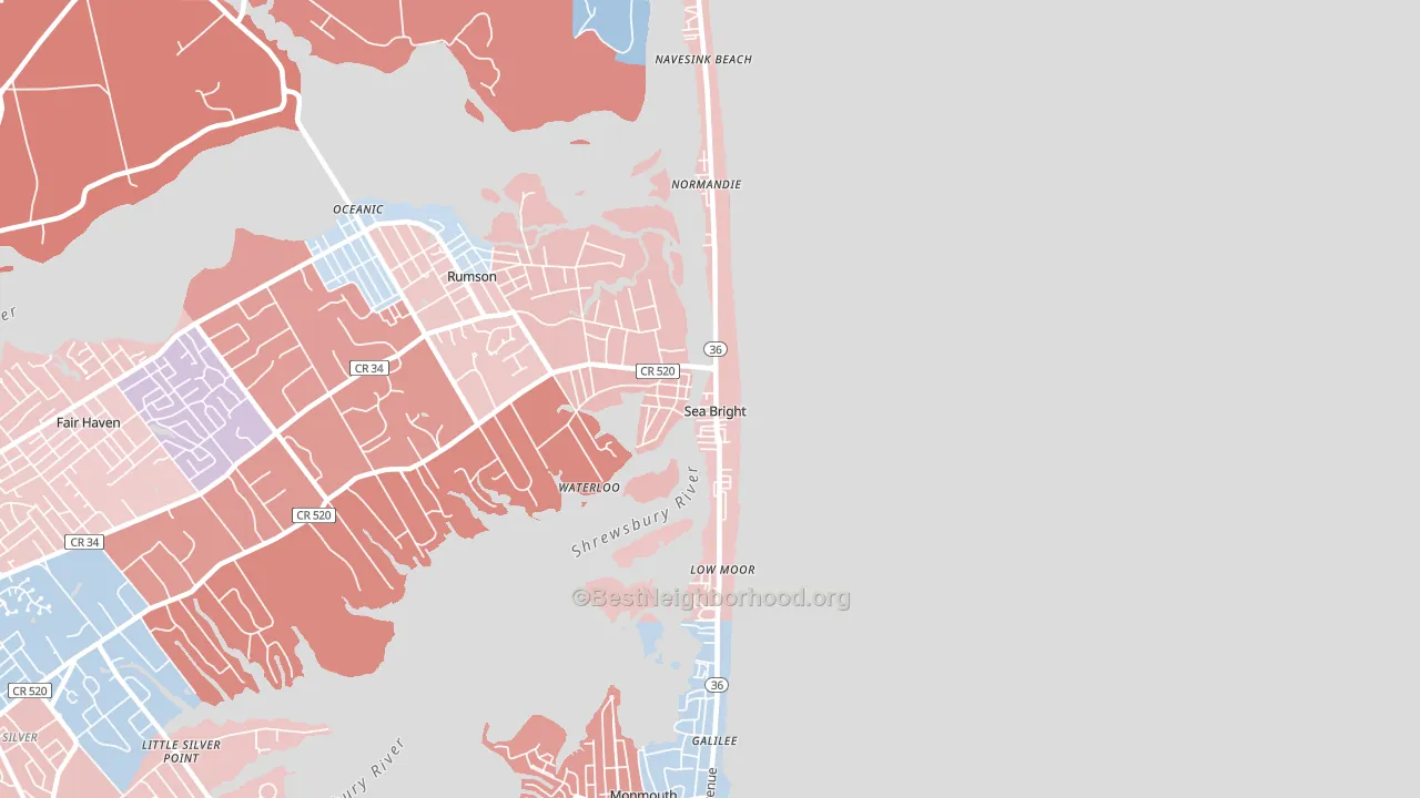 Sea Bright, NJ block-group political-lean map