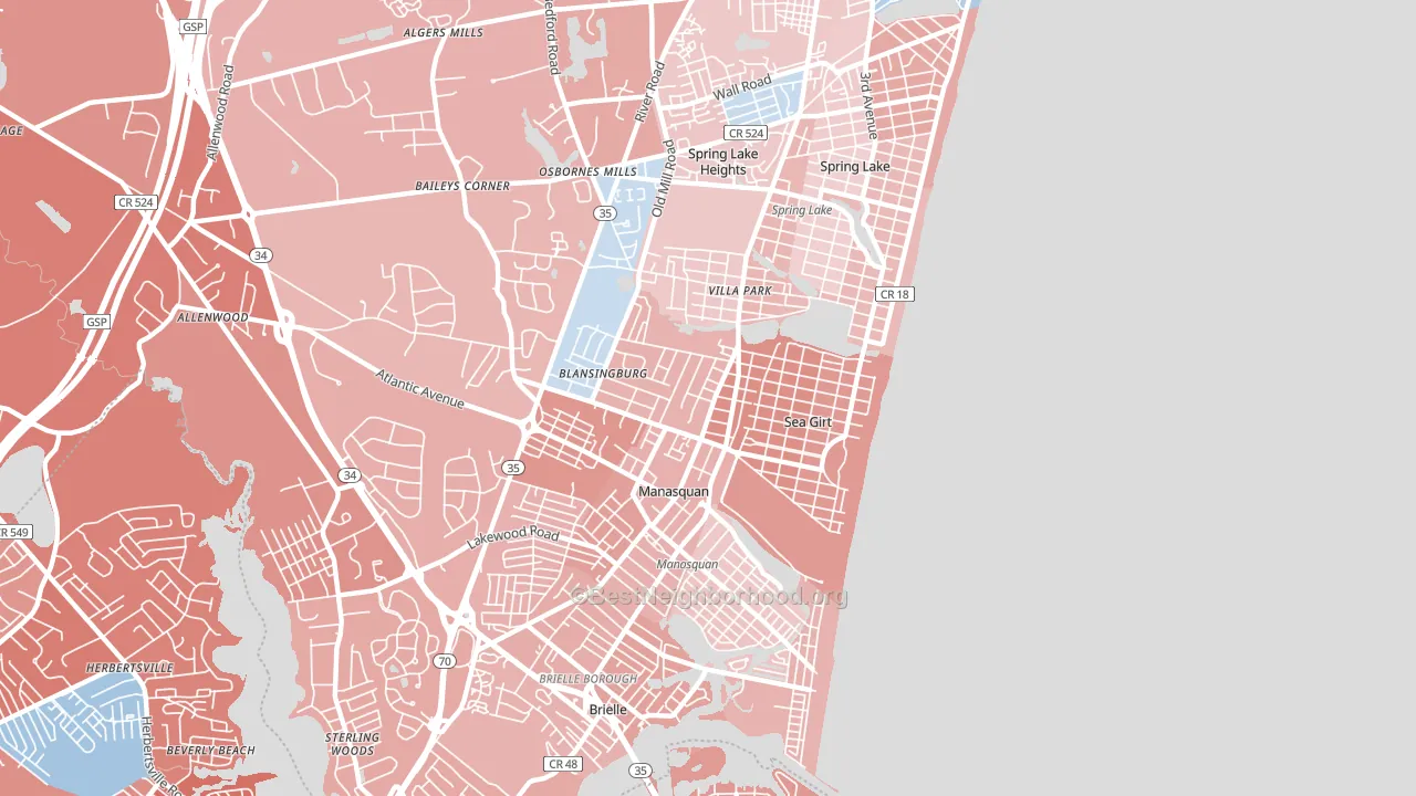 Sea Girt, NJ block-group political-lean map