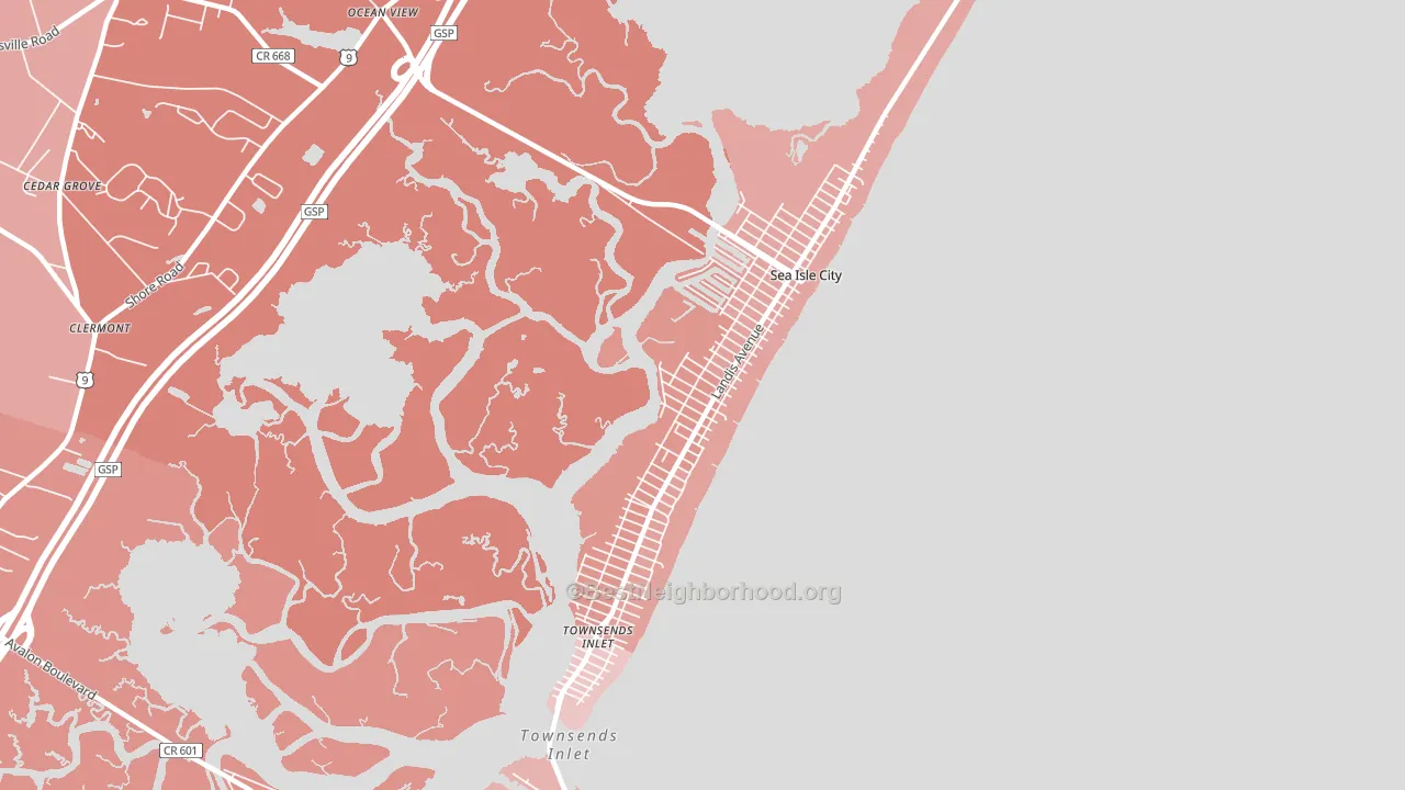 Sea Isle City, NJ block-group political-lean map