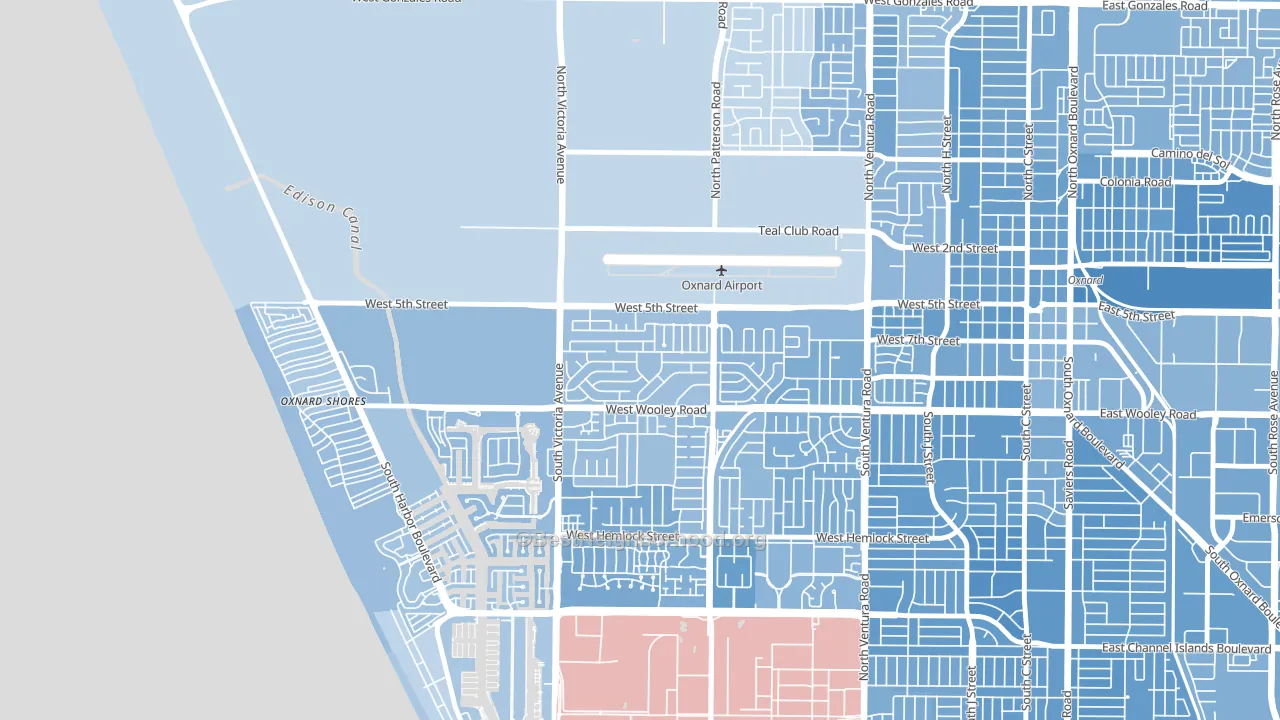 Sea View Estates, Oxnard, CA block-group political-lean map