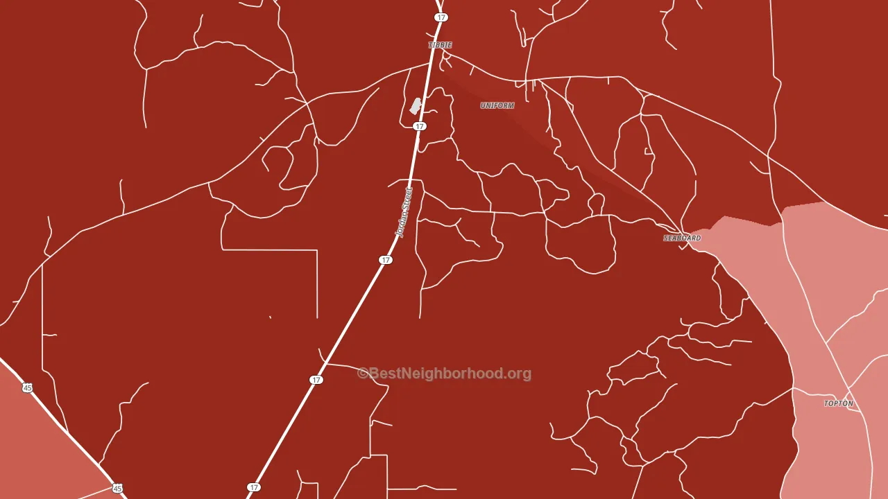 Seaboard, AL block-group political-lean map