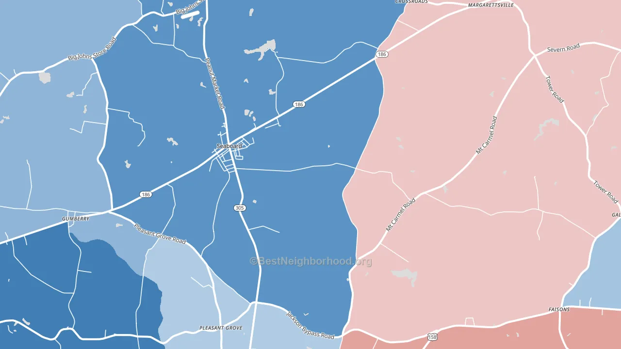 Seaboard, NC block-group political-lean map