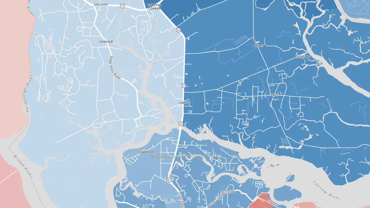Seabrook, SC block-group political-lean map