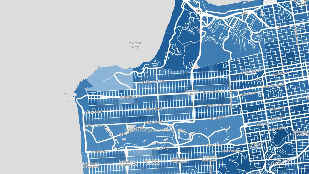 Seacliff, San Francisco, CA block-group political-lean map