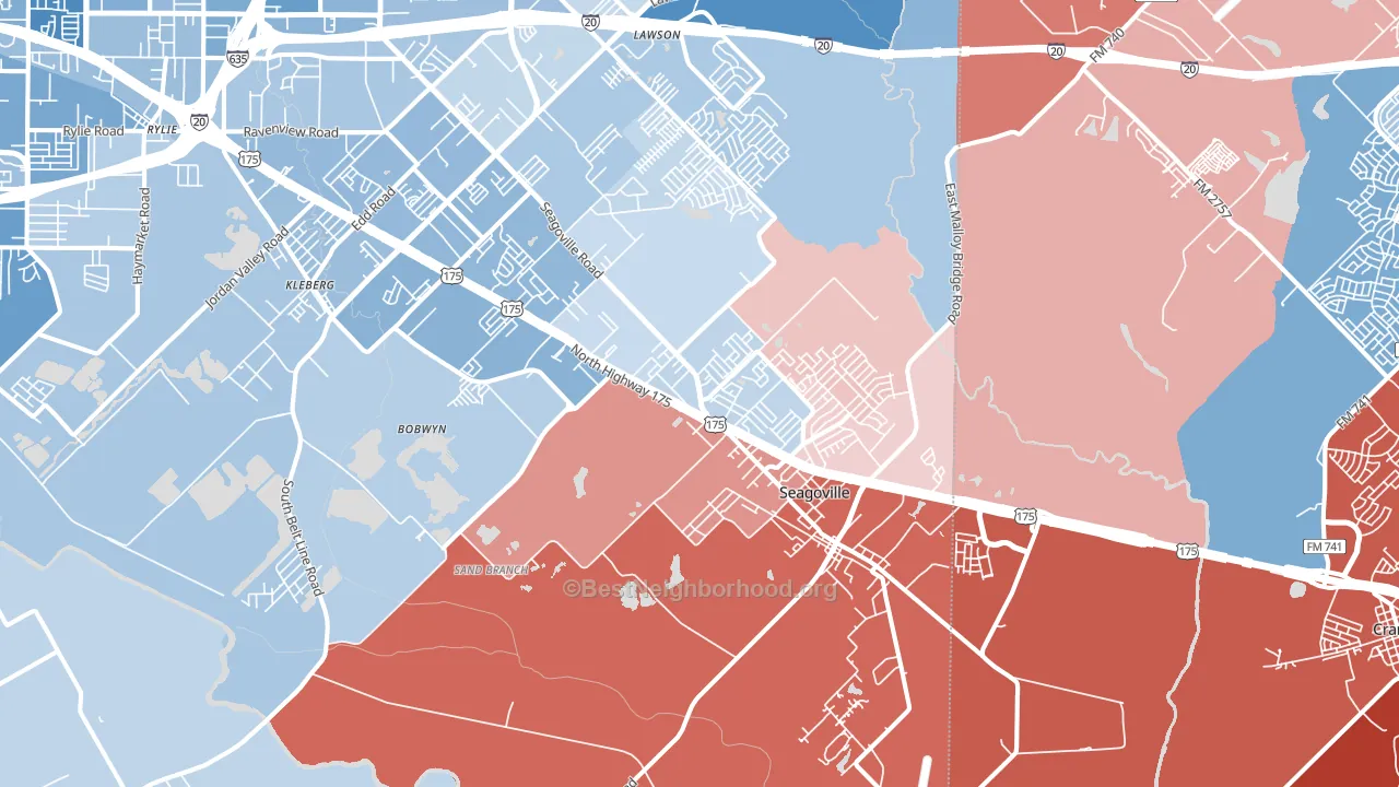 Seagoville, TX block-group political-lean map