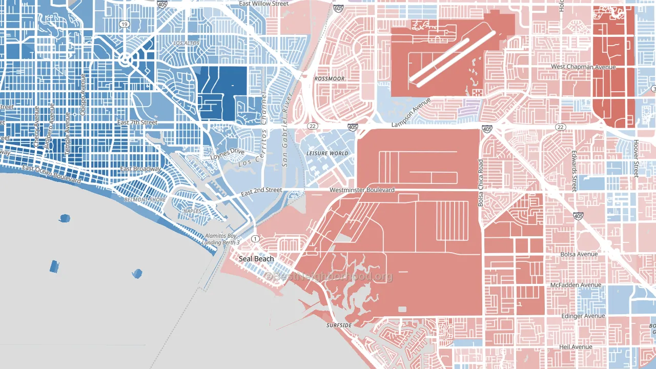 Seal Beach, CA block-group political-lean map