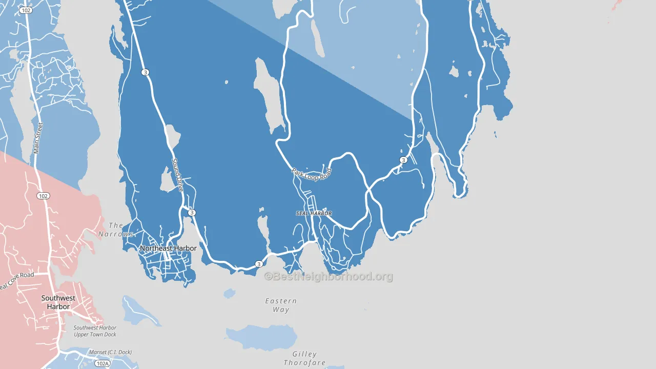 Seal Harbor, ME block-group political-lean map