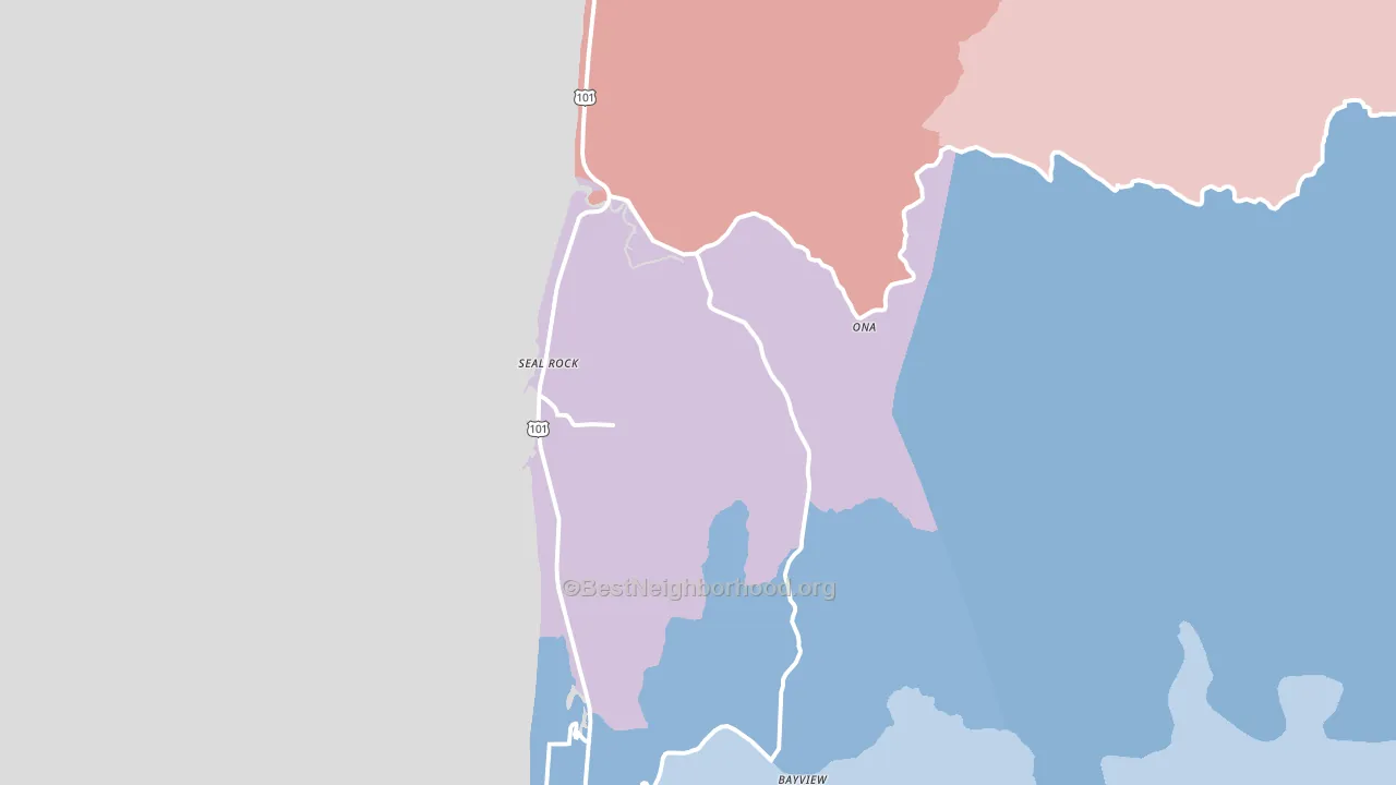 Seal Rock, OR block-group political-lean map