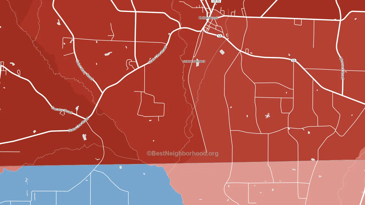 Sealy Springs, AL block-group political-lean map