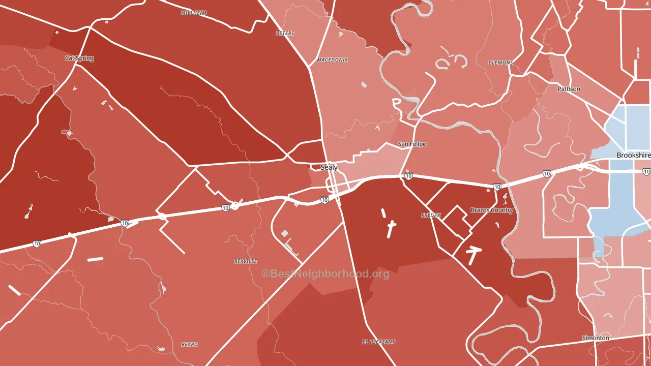 Sealy, TX block-group political-lean map