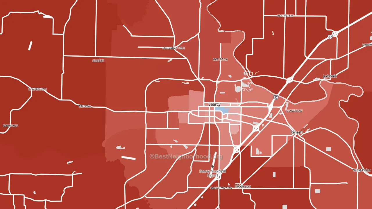 Searcy, AR block-group political-lean map