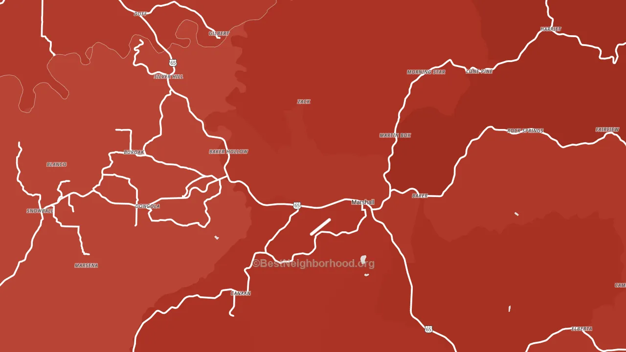 Searcy County, AR block-group political-lean map
