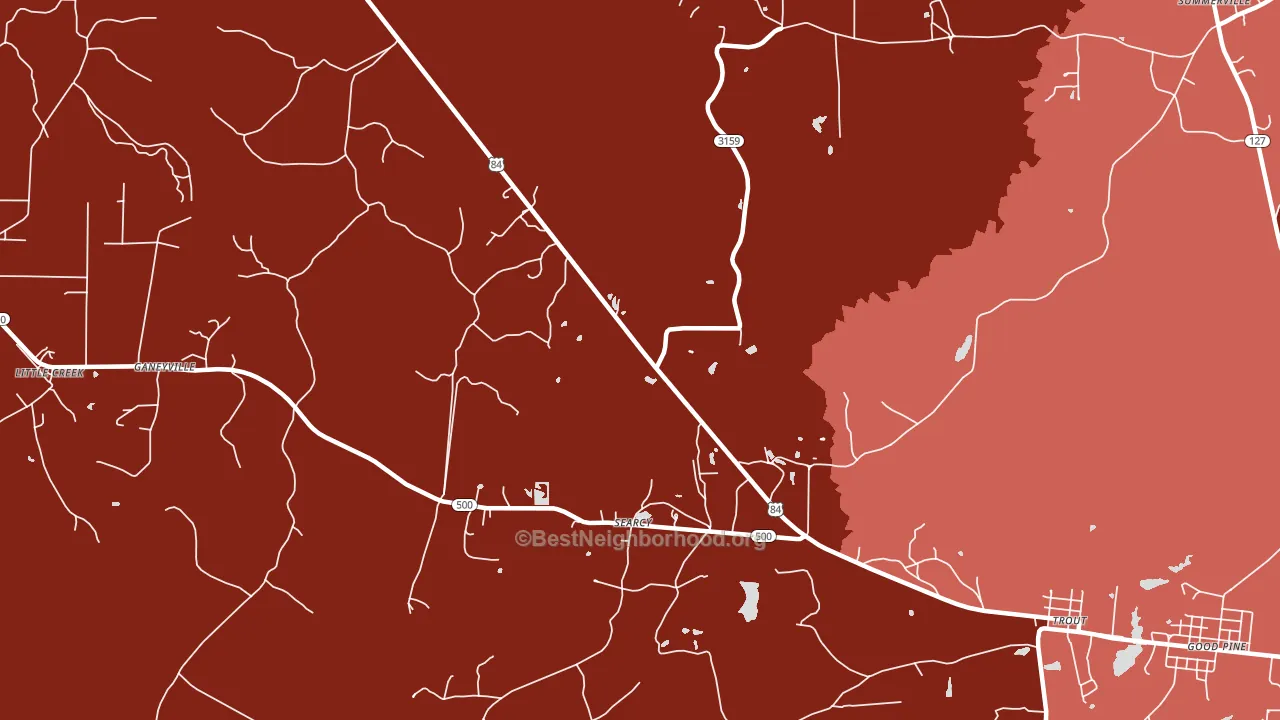 Searcy, LA block-group political-lean map
