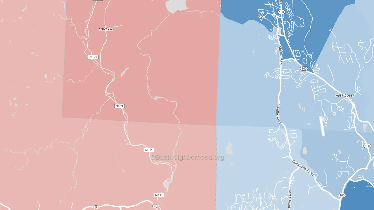 Searsburg, VT block-group political-lean map