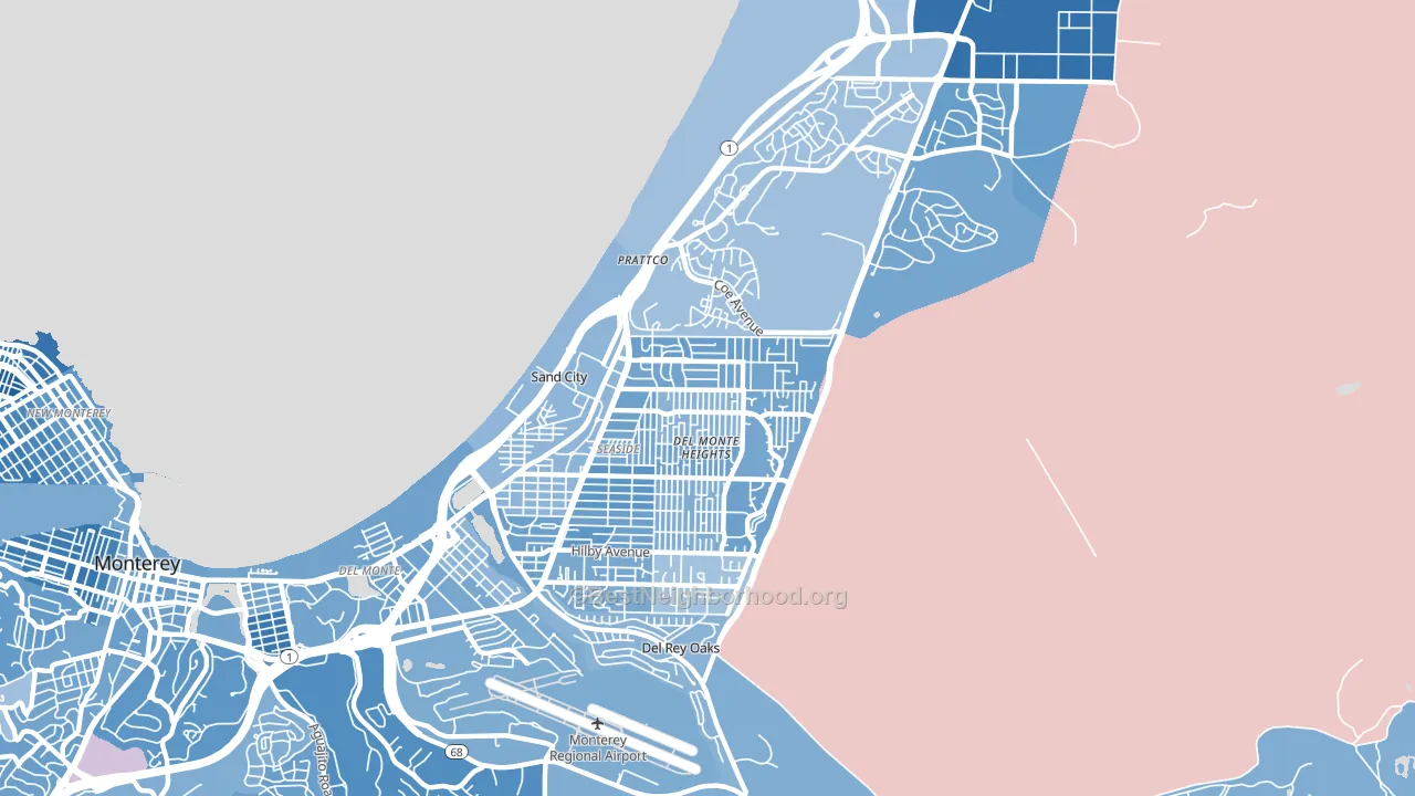 Seaside, CA block-group political-lean map