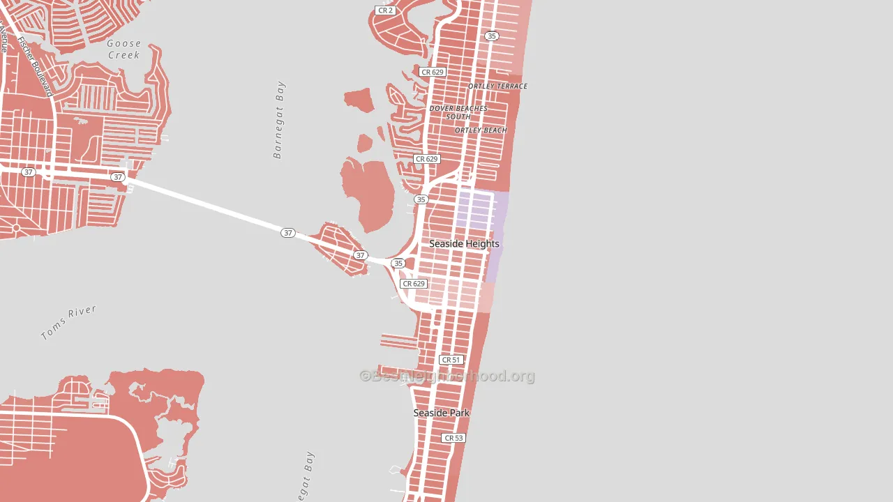 Seaside Heights, NJ block-group political-lean map