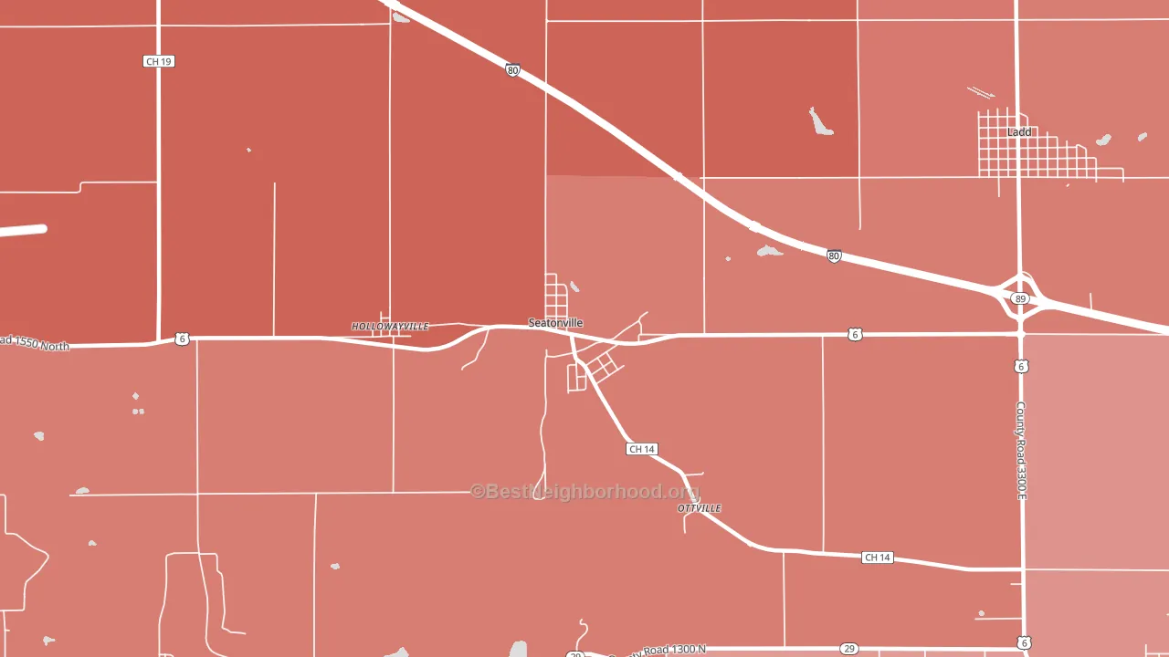 Seatonville, IL block-group political-lean map
