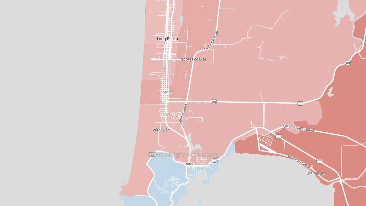 Seaview, WA block-group political-lean map