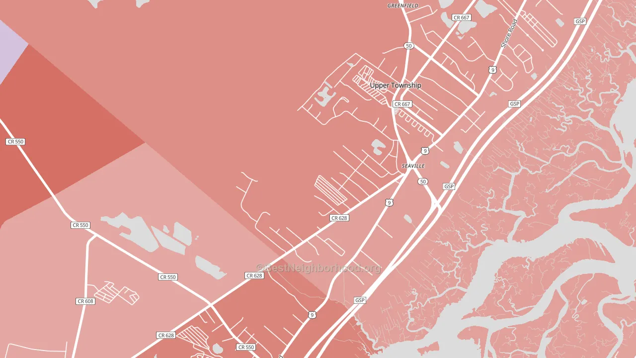 Seaville, NJ block-group political-lean map