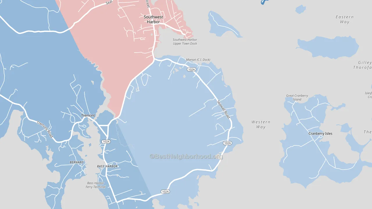 Seawall, ME block-group political-lean map