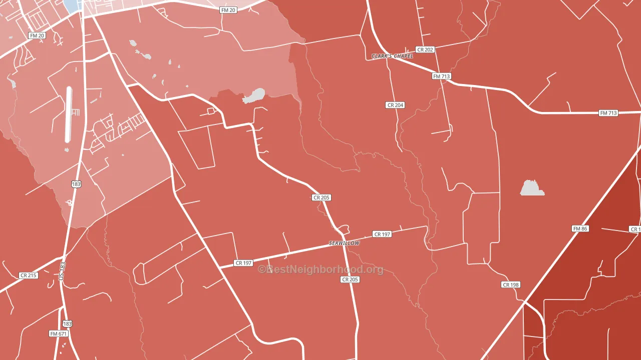 Seawillow, TX block-group political-lean map