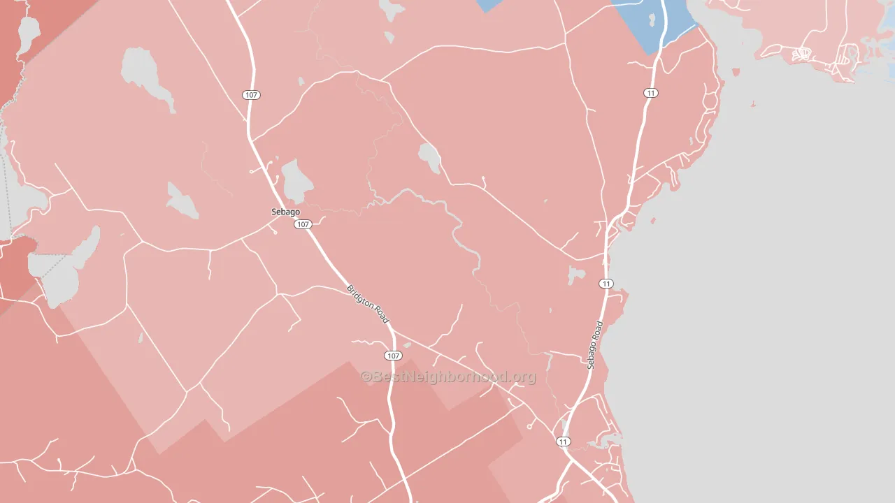 Sebago, ME block-group political-lean map