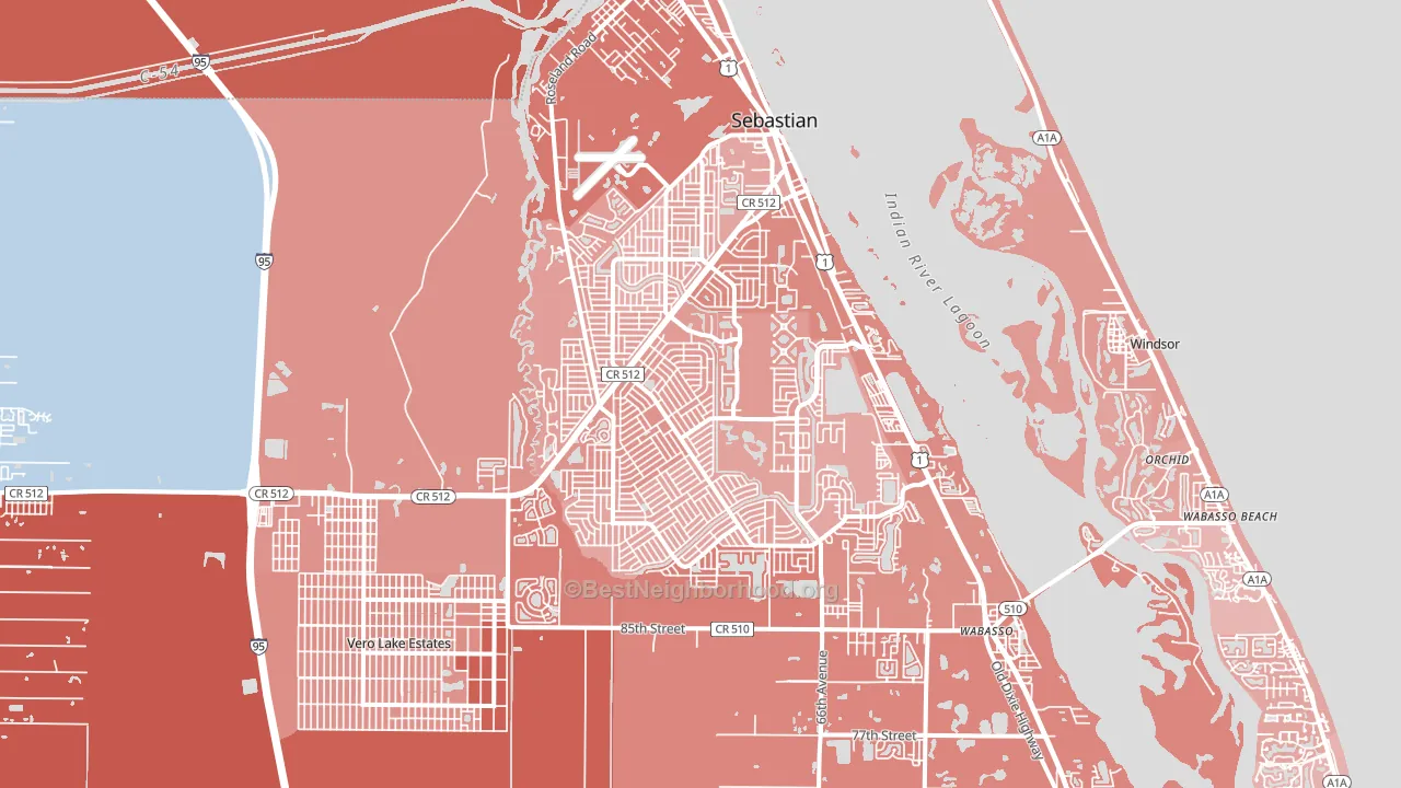 Sebastian, FL block-group political-lean map
