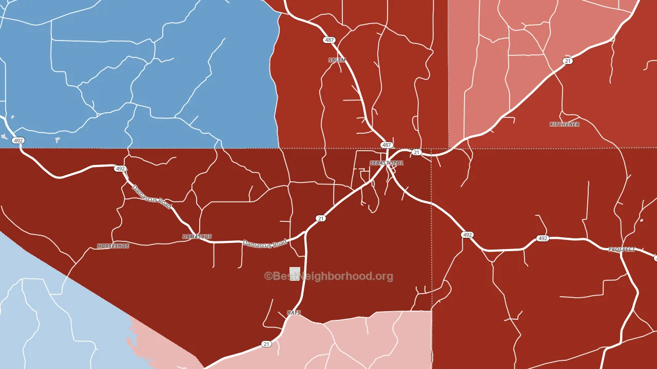 Sebastopol, MS block-group political-lean map