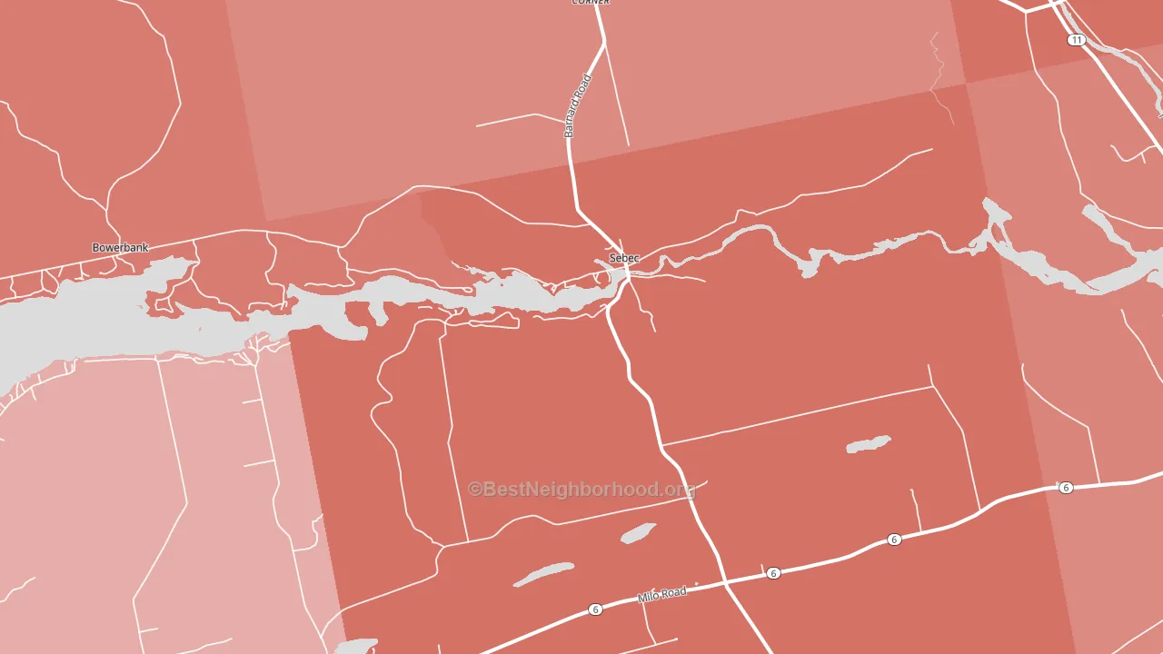 Sebec, ME block-group political-lean map