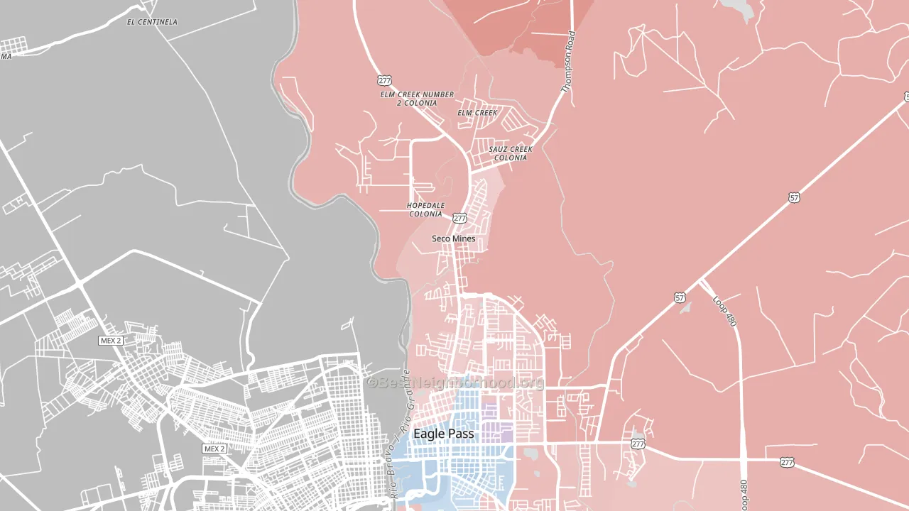 Seco Mines, TX block-group political-lean map