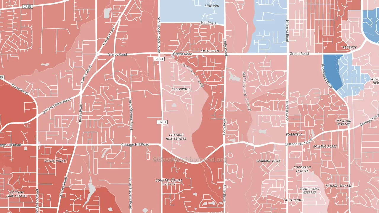 Second Creek, Mobile, AL block-group political-lean map