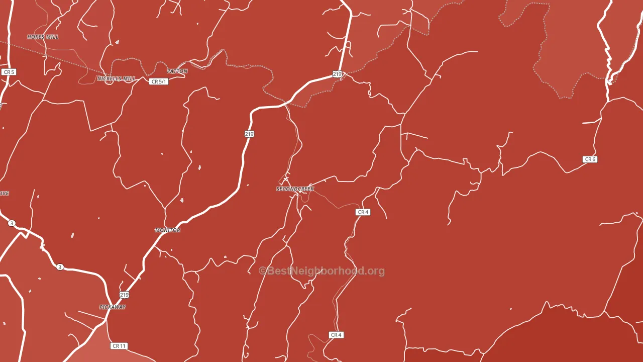 Secondcreek, WV block-group political-lean map