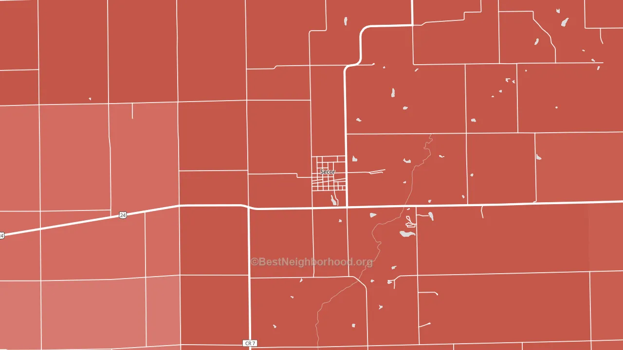 Secor, IL block-group political-lean map